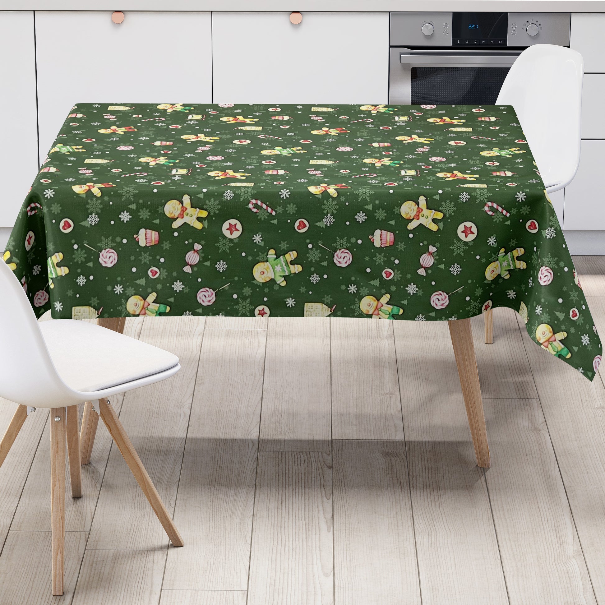 Wachstuch Tischdecke Weihanchten dunkelgrün tannengrün