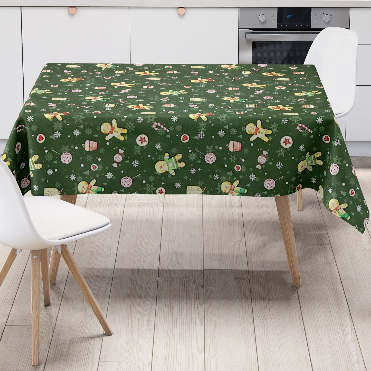 Wachstuch Rolle Weihnachten P1203-3 Lebkuchen grün Rollenware