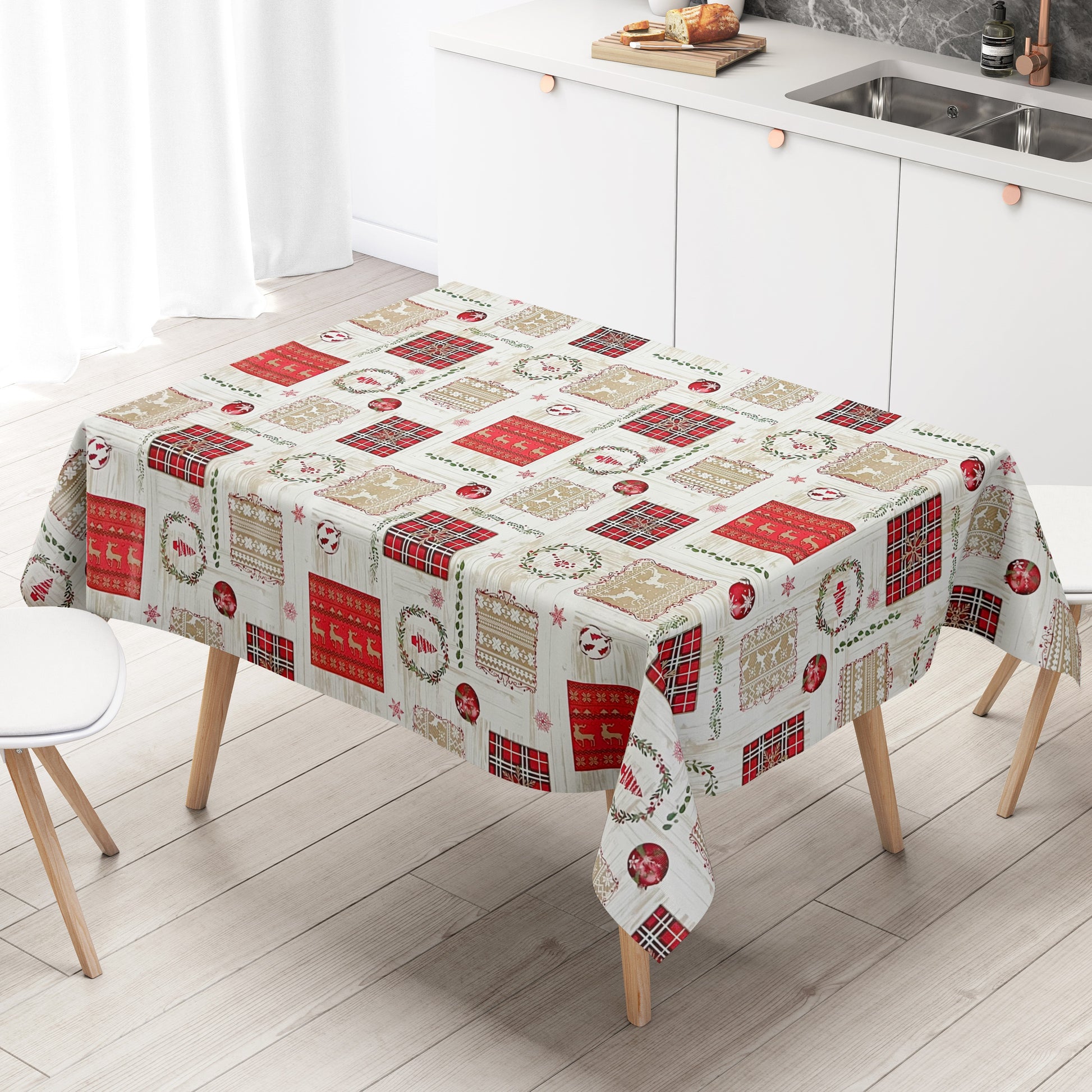 Wachstuch Tischdecke Weihnachten Rentier Advent