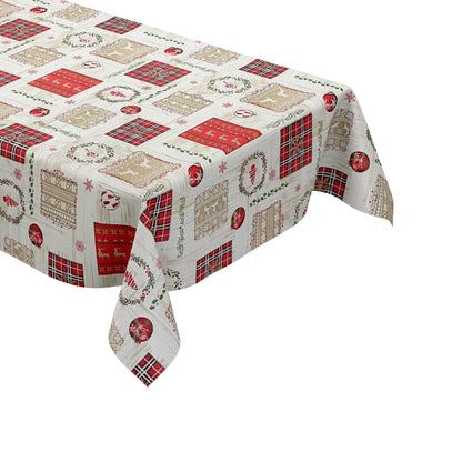 Oilcloth roll Christmas P1204-1 reindeer Scandinavia wood look embossed roll goods