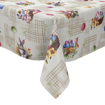 Wachstuch Tischdecke P1205-1 beige Ostern Osterei Osterhase eckig rund oval