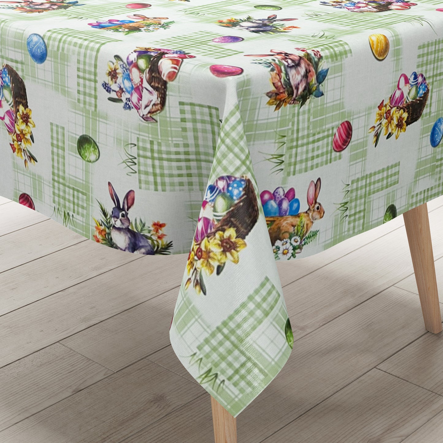 Rouleau de toile cirée vendu au mètre rouleau marchandises P1205-2 vert Pâques Œufs de Pâques Lapin de Pâques