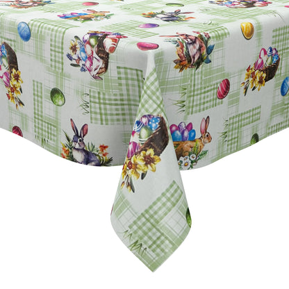 Wachstuch Tischdecke Meterware P1205-2 grün Ostern Ostereier Osterhase eckig rund oval