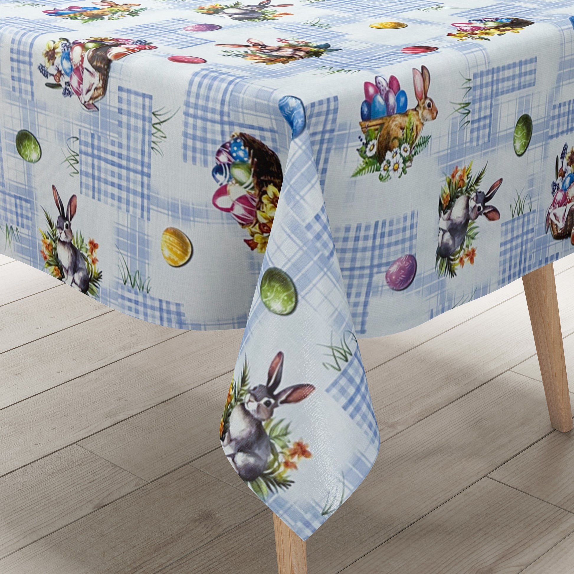 Wachstuch Tischdecke Ostern hellblau