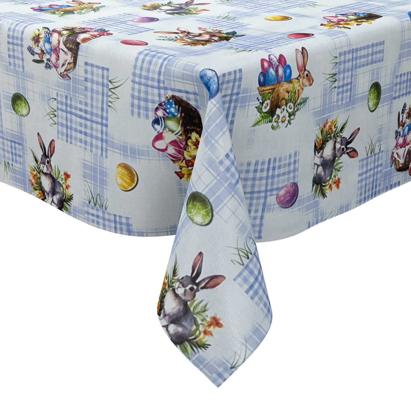 Wachstuch Tischdecke P1205-4 blau Ostern Ostereier Osterhase eckig rund oval