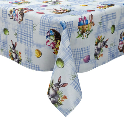 Wachstuch Tischdecke P1205-4 blau Ostern Ostereier Osterhase eckig rund oval