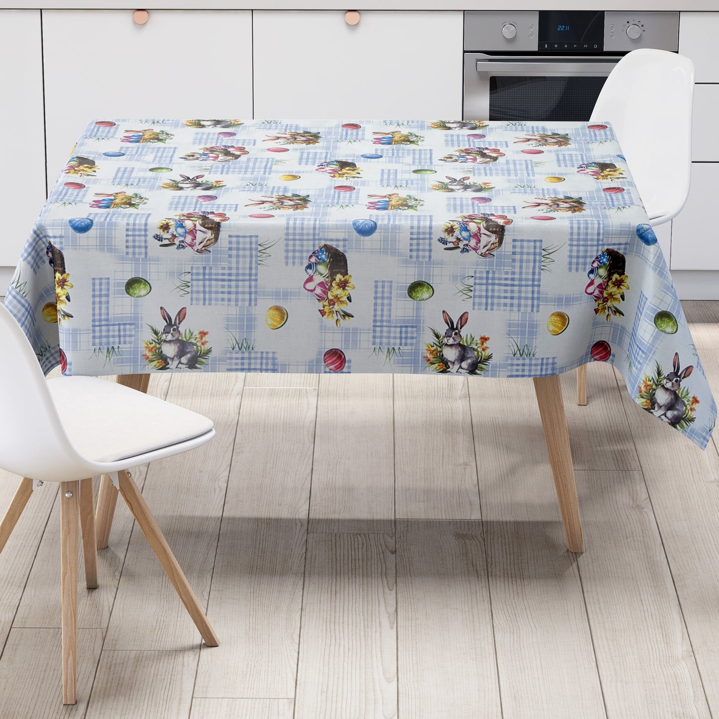 Wachstuch Tischdecke Ostern hellblau