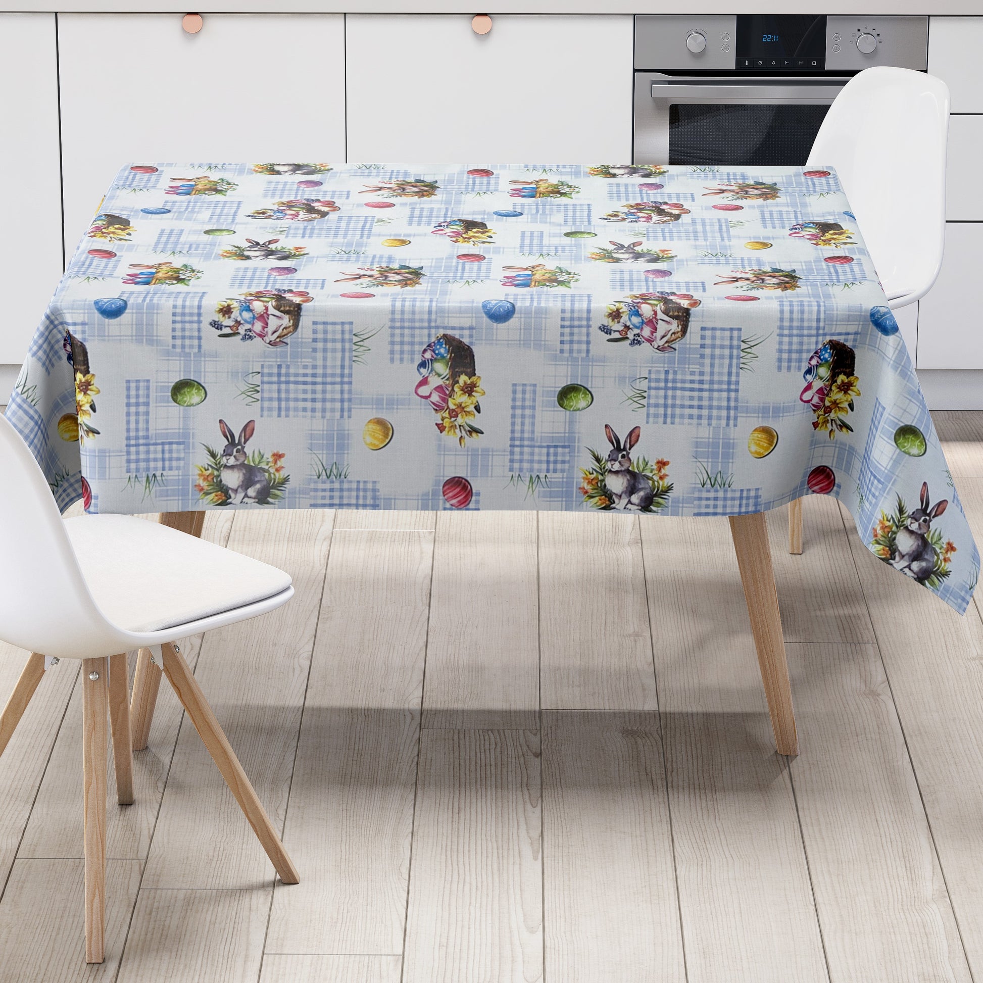 Wachstuch Tischdecke Ostern hellblau