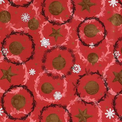 Wachstuch Tischdecke Weihanchten Schneeflocken Weihnachtskugeln rot
