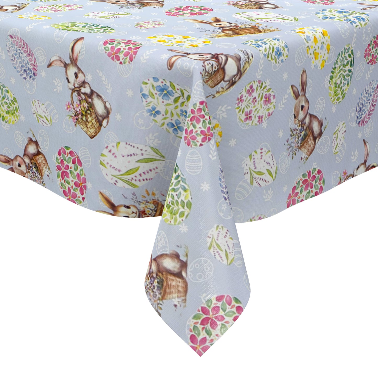 Wachstuch Tischdecke P1268-3 hellblau Ostern Osterhase Osterei eckig rund oval
