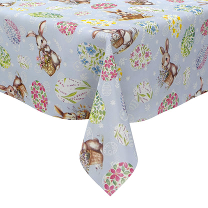 Wachstuch Tischdecke P1268-3 hellblau Ostern Osterhase Osterei eckig rund oval