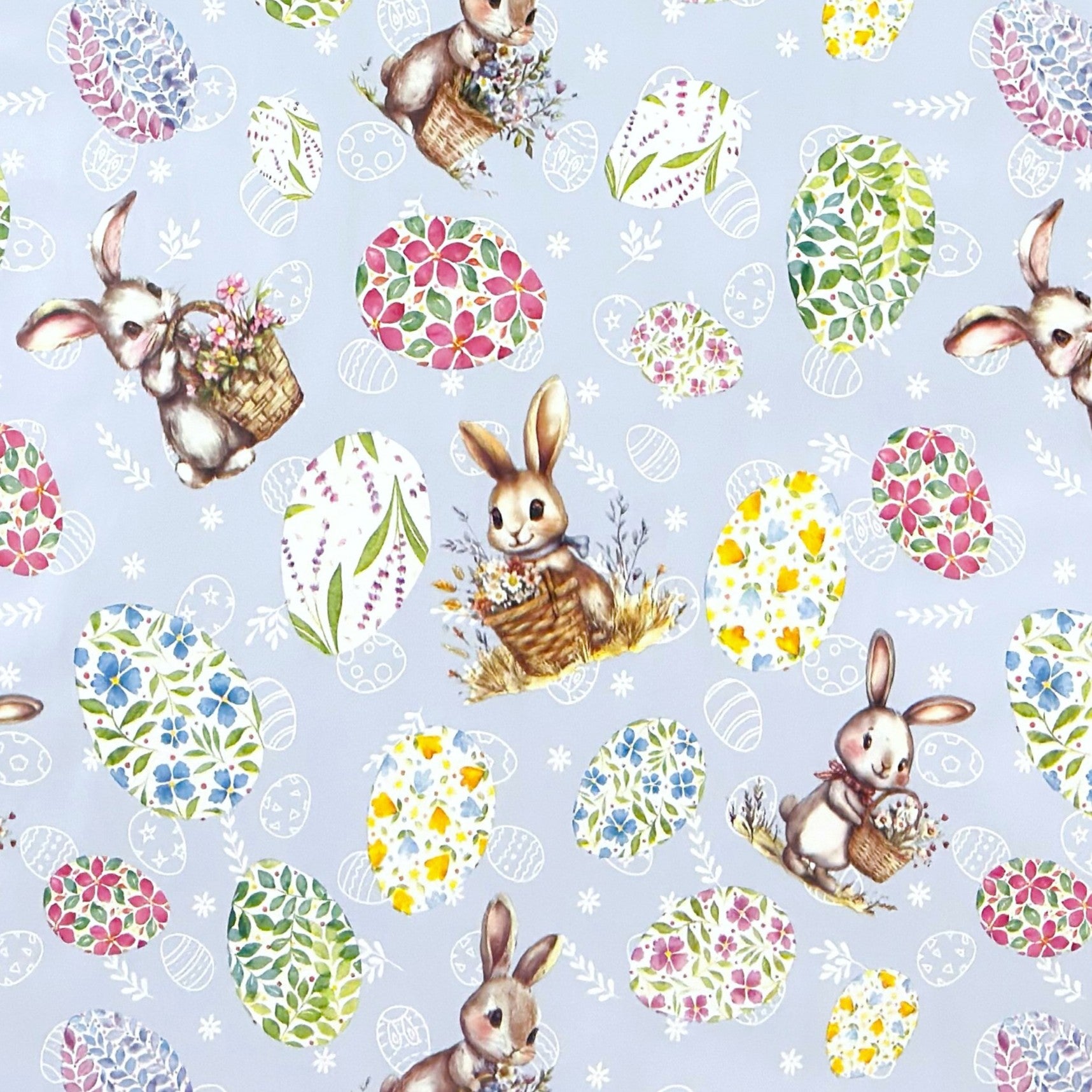 Wachstuch Tischdecke Ostern Osterhase Osterei in hellblau