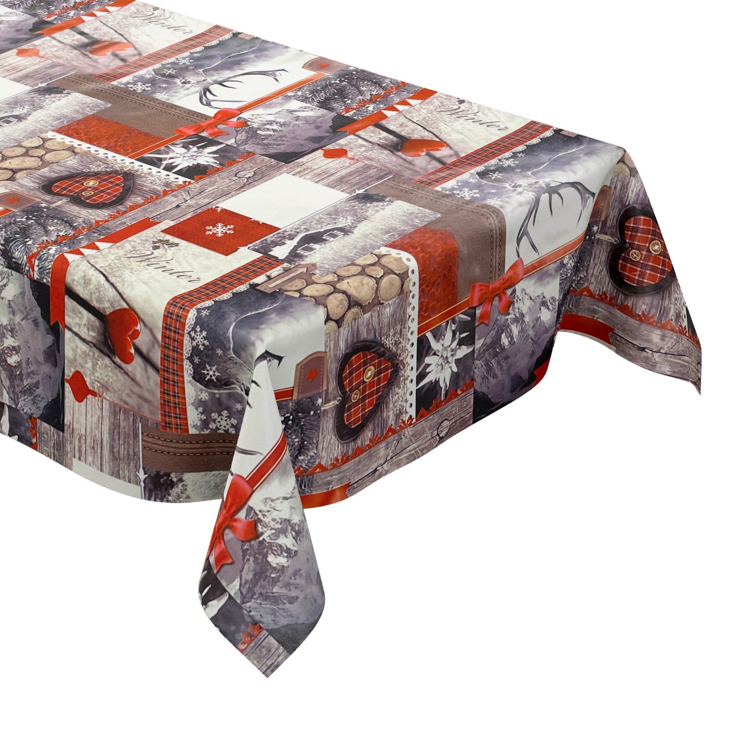Oilcloth roll Christmas P192-1 deer wood heart winter roll goods