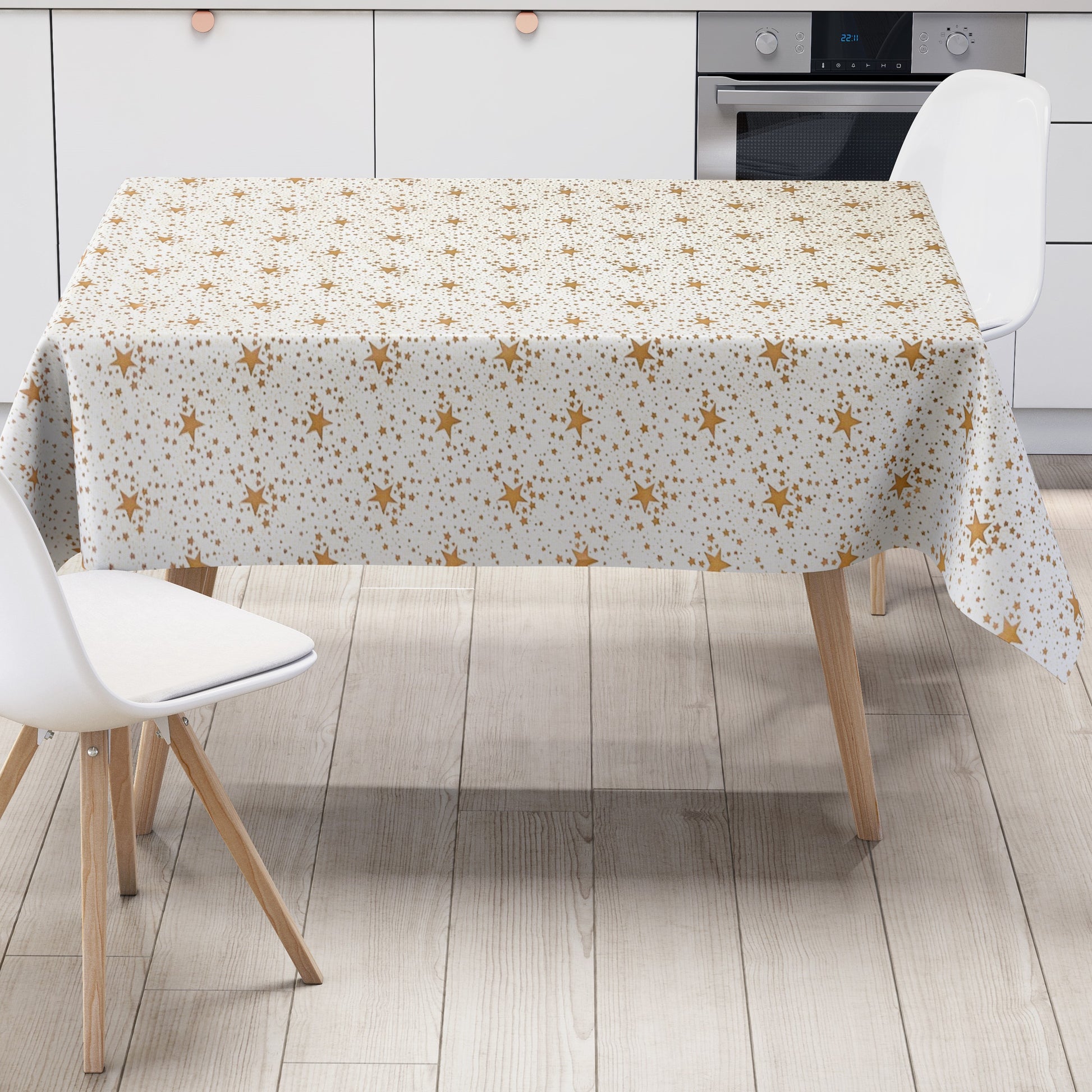Wachstuch Tischdecke Sterne bronze