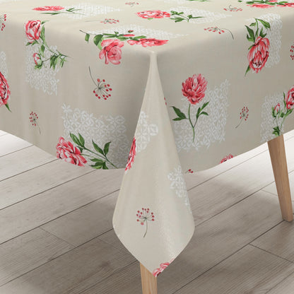 Wachstuch Tischdecke Rosenblüten beige