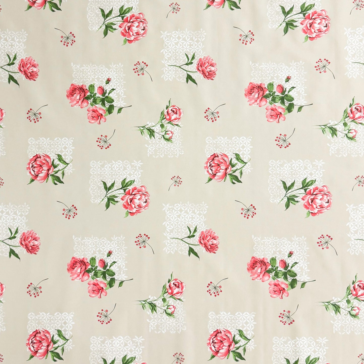 Wachstuch Tischdecke Rosenblüten beige