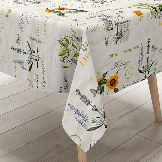 Wachstuch Tischdecke geprägt P732-1 Lavendel Sonnenblumen Meterware eckig rund oval