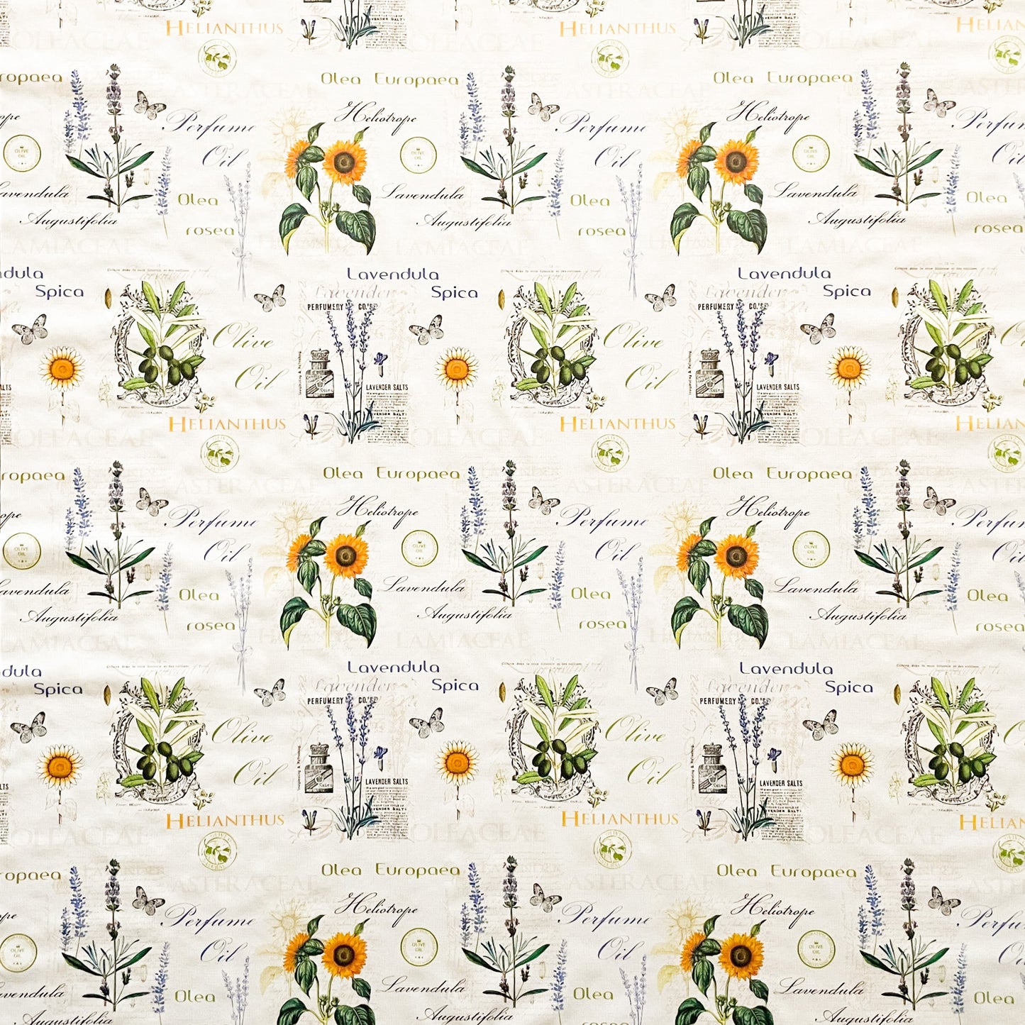 Nappe en toile cirée gaufrée P732-1 lavande tournesols vendue au mètre carrée ronde ovale