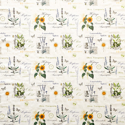 Nappe en toile cirée gaufrée P732-1 lavande tournesols vendue au mètre carrée ronde ovale