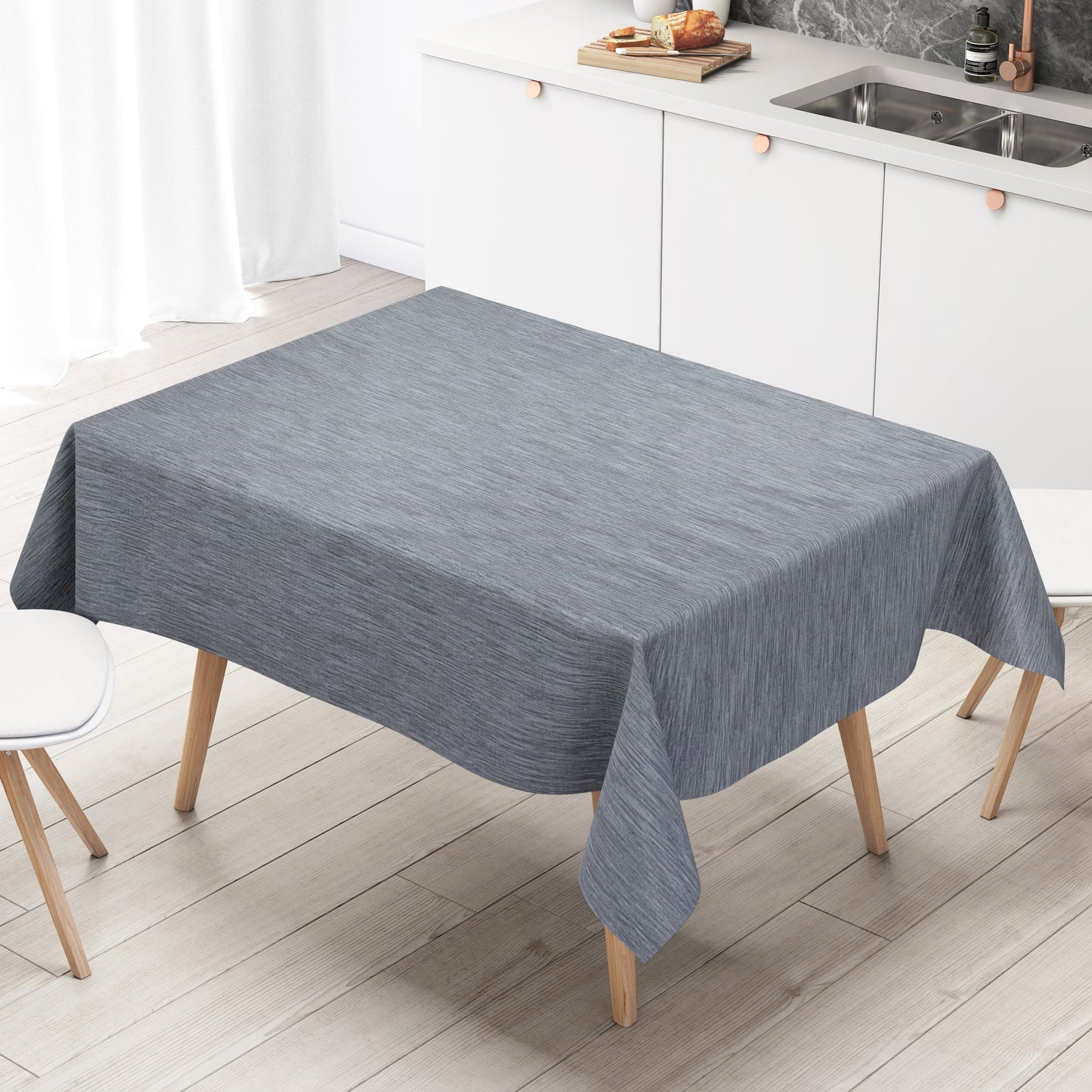 Wachstuch Rollenware Leinenoptik geprägt P733-3 blau uni einfarbig