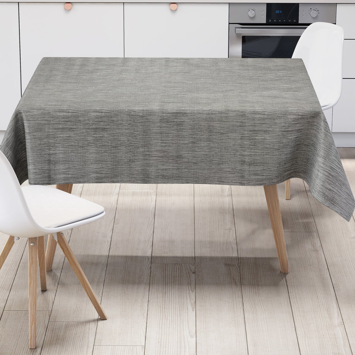 Oilcloth roll goods linen look embossed P733-9 grey plain single-coloured