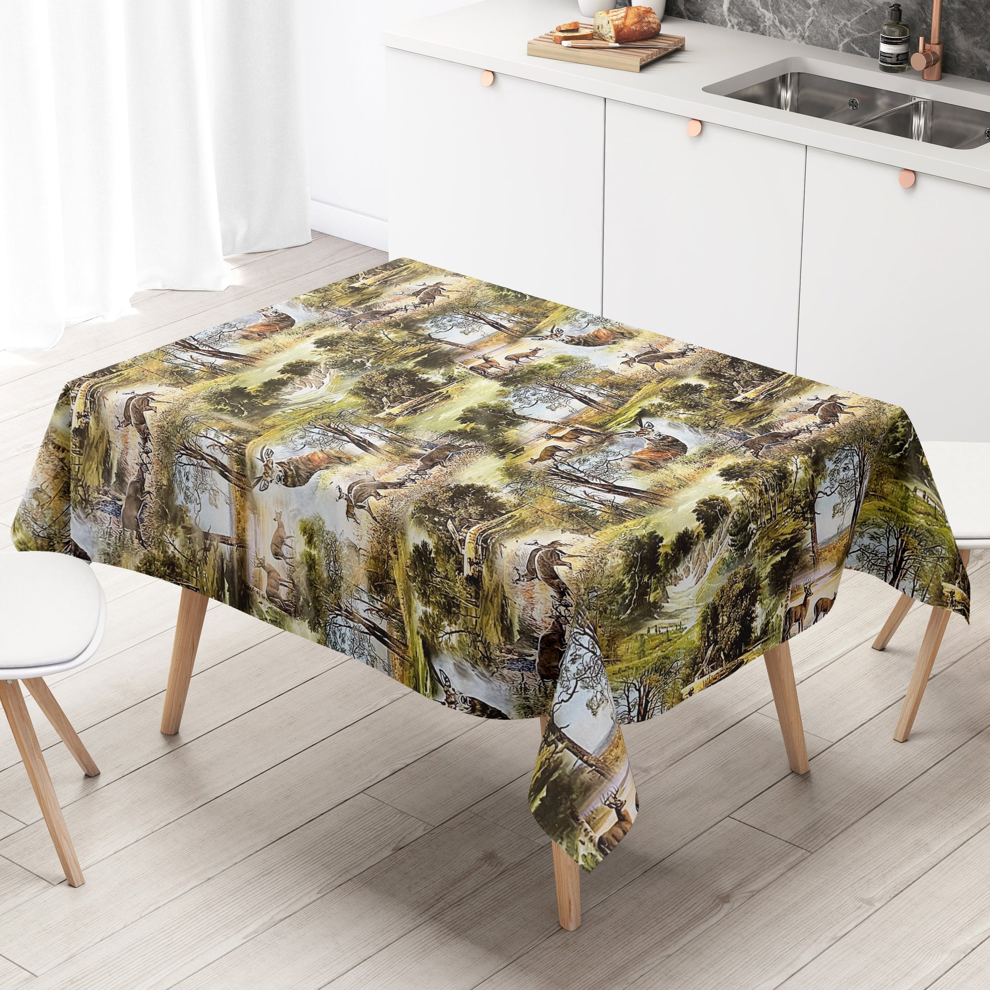 Wachstuch Tischdecke Reh Hirsch Wald Wild