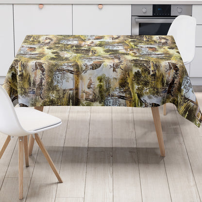 Wachstuch Tischdecke Reh Hirsch Wald Wild