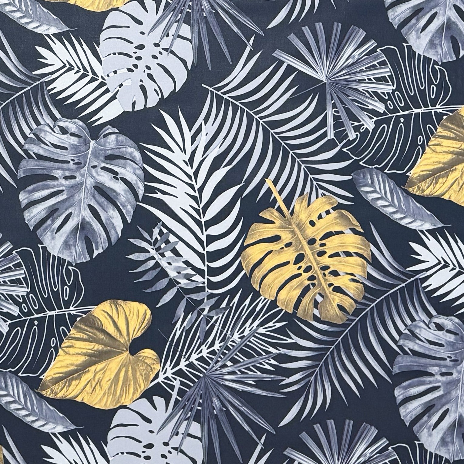 Wachstuch Tischdecke Monstera gold