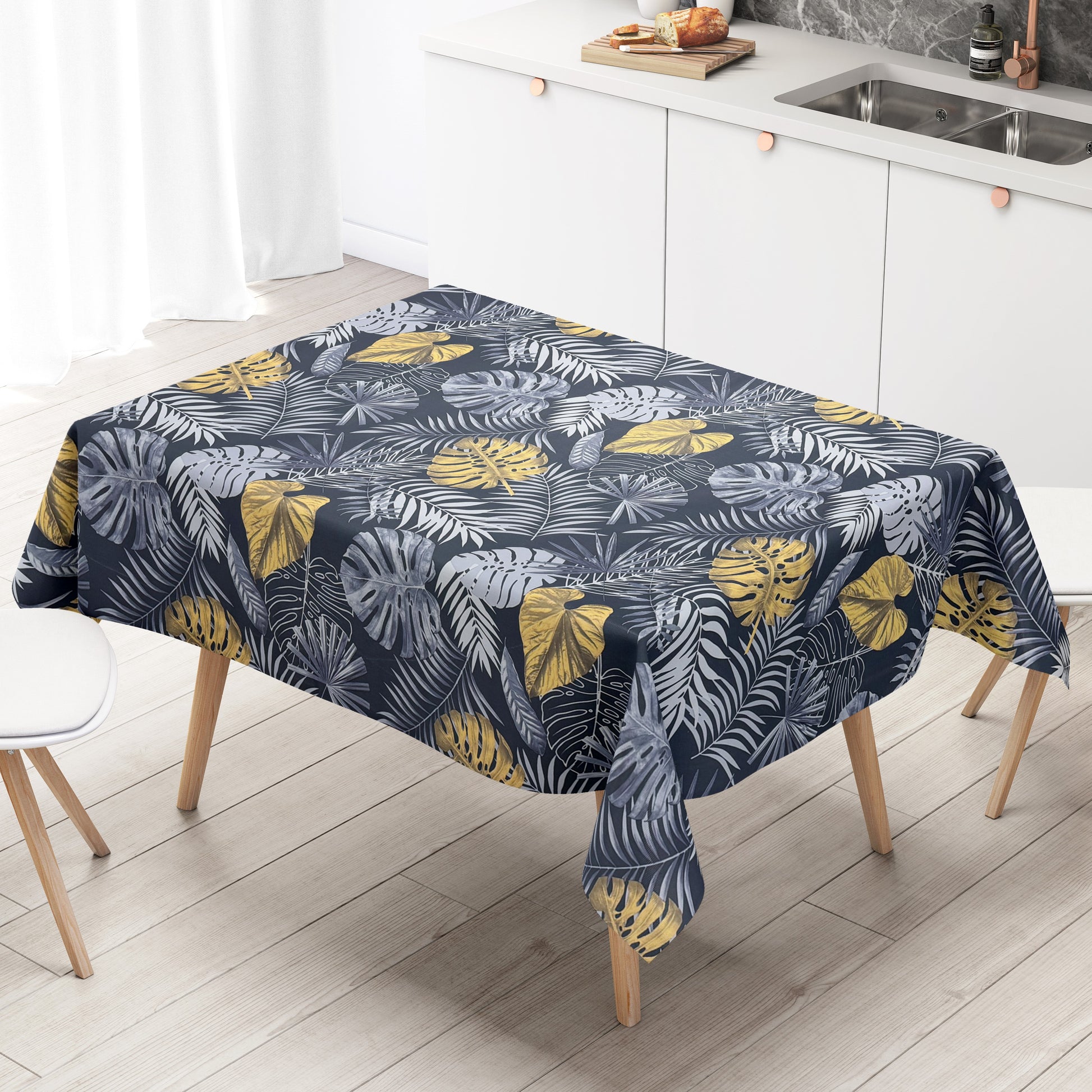 Wachstuch Tischdecke Monstera gold
