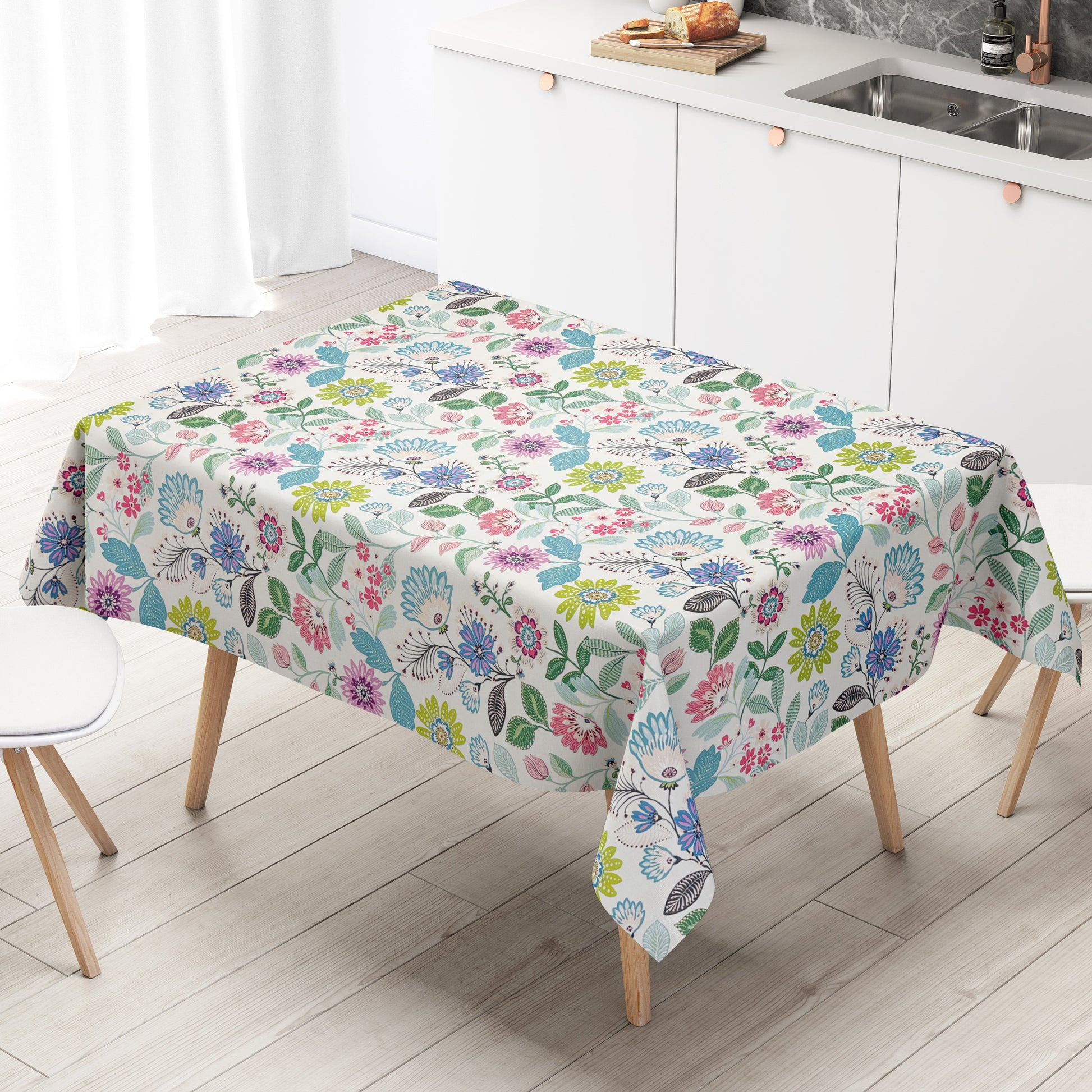 Wachstuch Tischdecke bunte Blumen Blüten