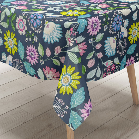 Wacjstuch Tischdecke Blumenwiese  blau