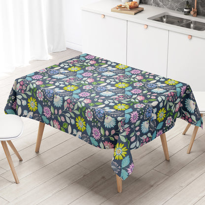 Wachstuch Tischdecke Blumenwiese  blau