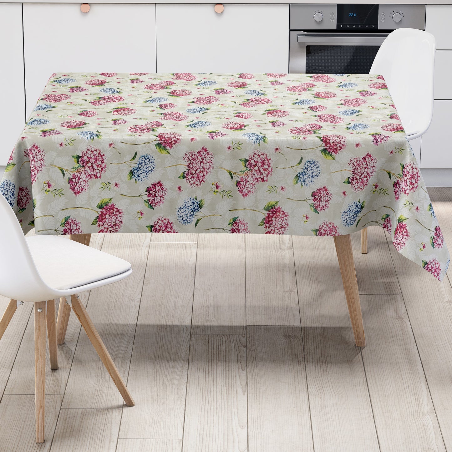 Wachstuch Tischdecke Hortensie beige