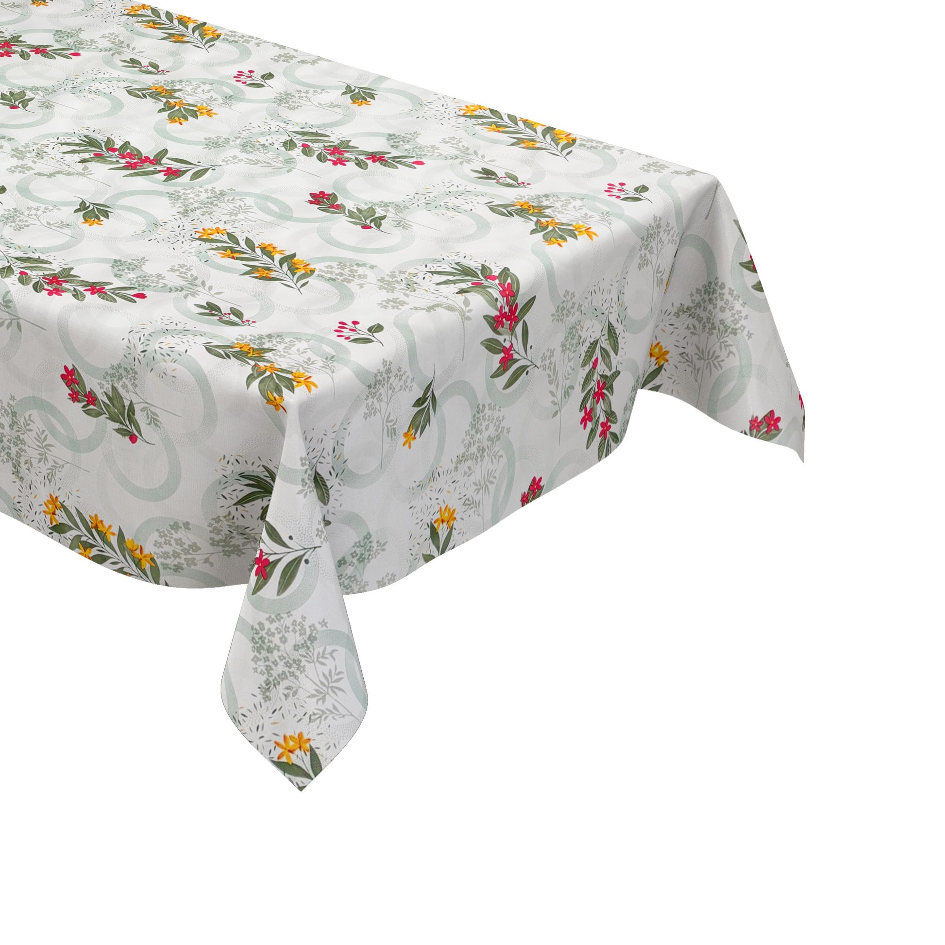 Wachstuch Tischdecke grüne Kreise Blüten