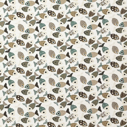 Jacquard tablecloth made of coated cotton with stain protection PESCADO fish maritime square round oval