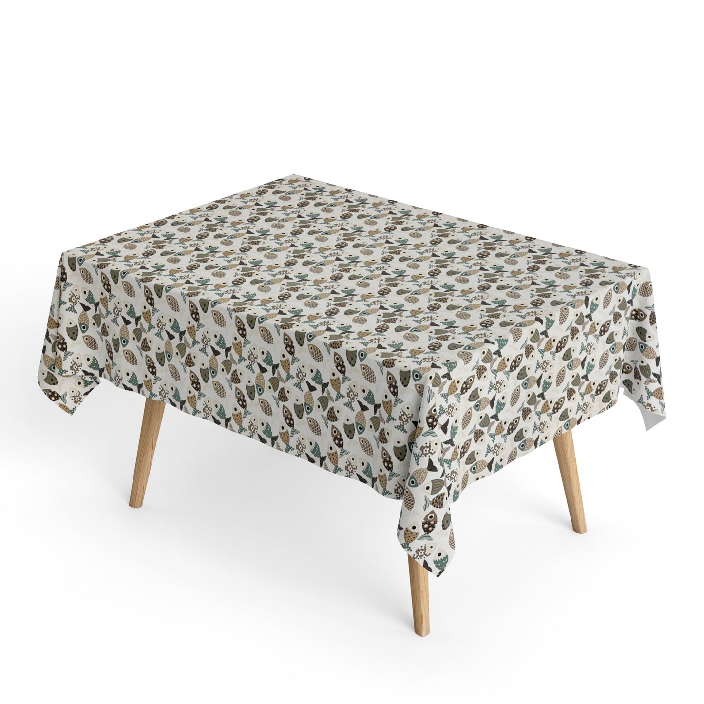 Jacquard tablecloth made of coated cotton with stain protection PESCADO fish maritime square round oval