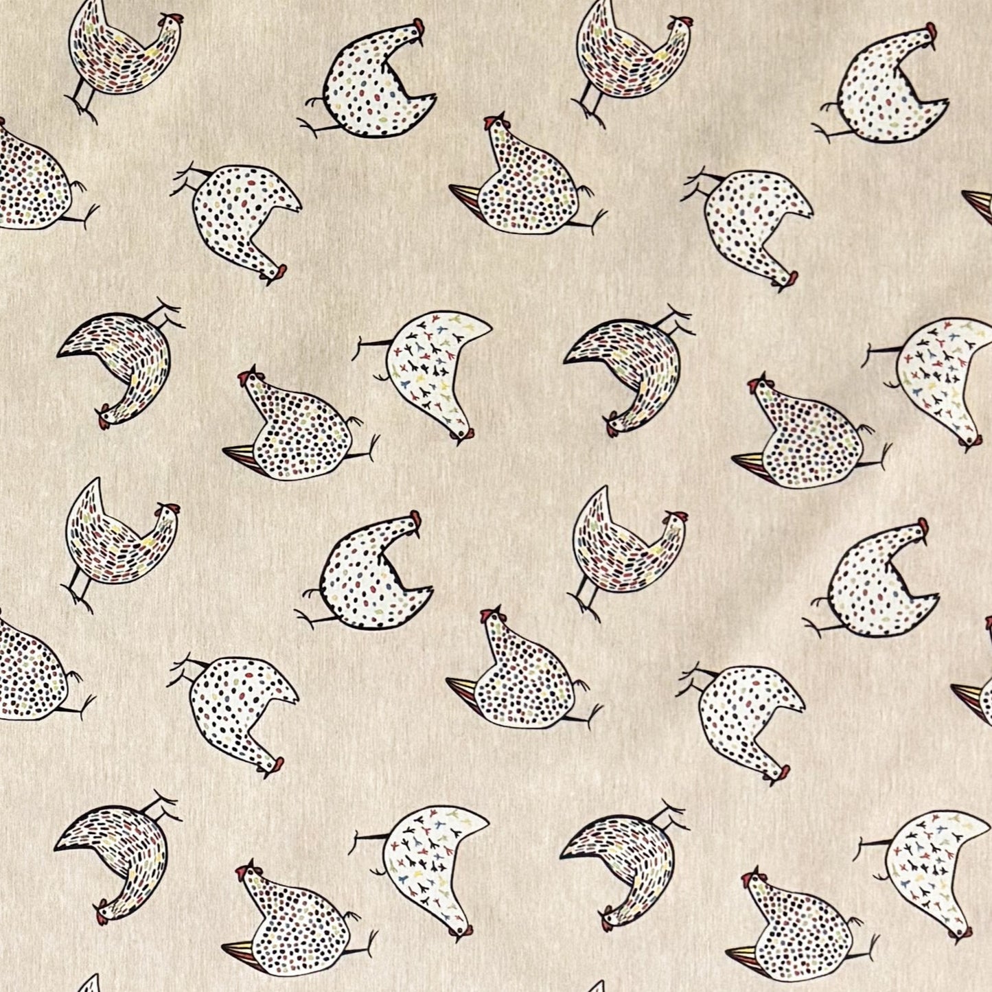 Baumwoll Tischdecke Hühner beige