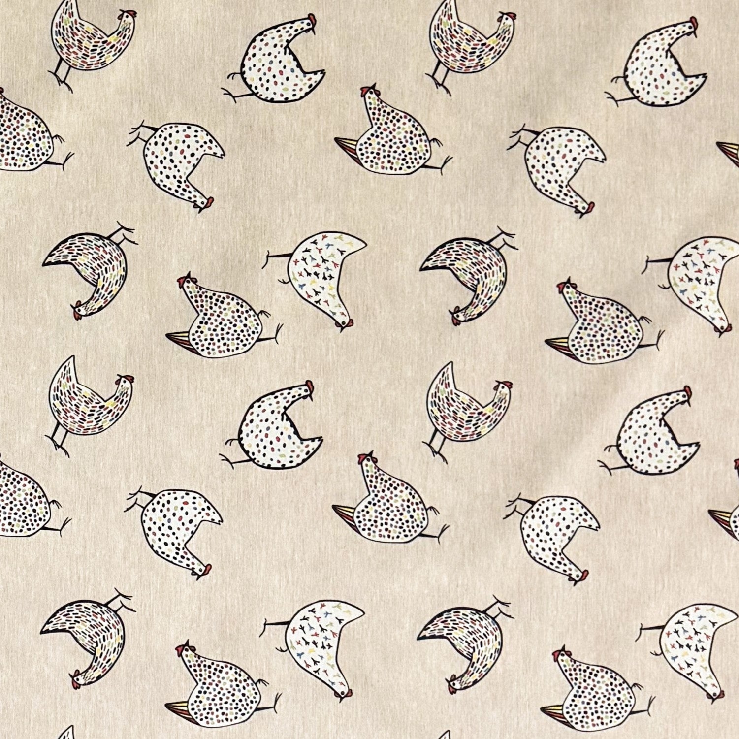 Baumwoll Tischdecke Hühner beige