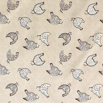 Baumwoll Tischdecke Hühner beige