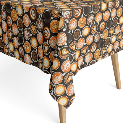 Jacquard Tischdecke beschichtete Baumwolle Kaffeemotiv, Latte Barista