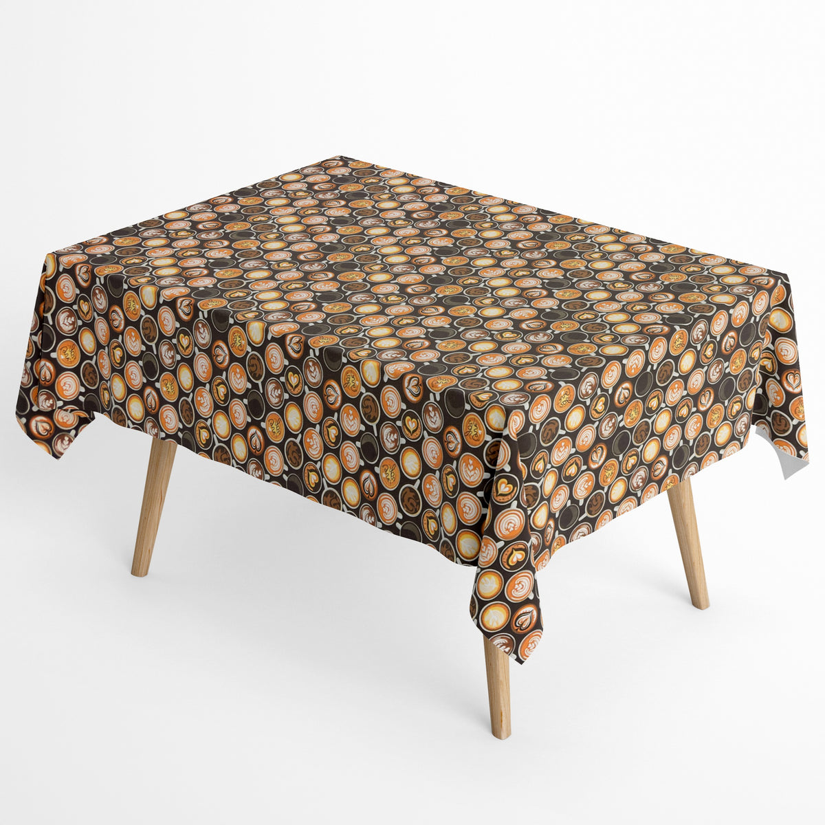 Jacquard Tischdecke beschichtete Baumwolle Kaffeemotiv, Latte Barista