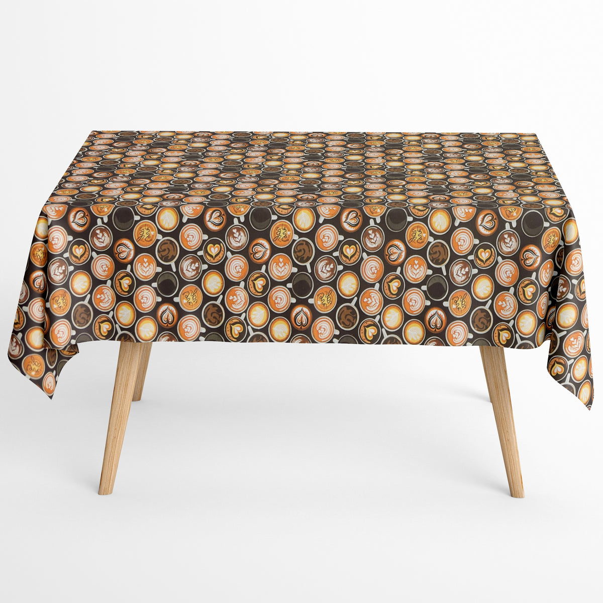 Jacquard Tischdecke beschichtete Baumwolle Kaffeemotiv, Latte Barista