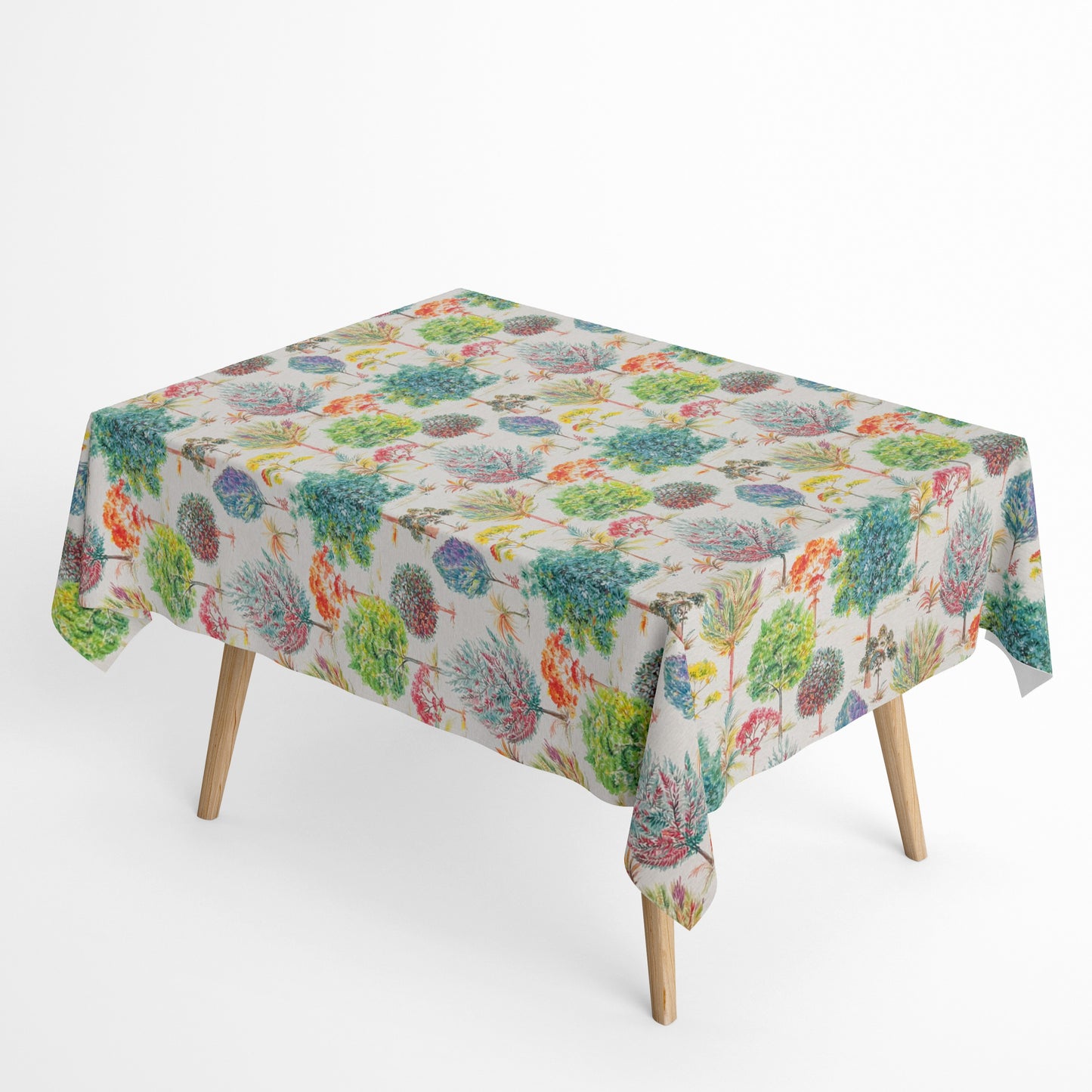 Baumwoll Tischdecke bunte Bäume
