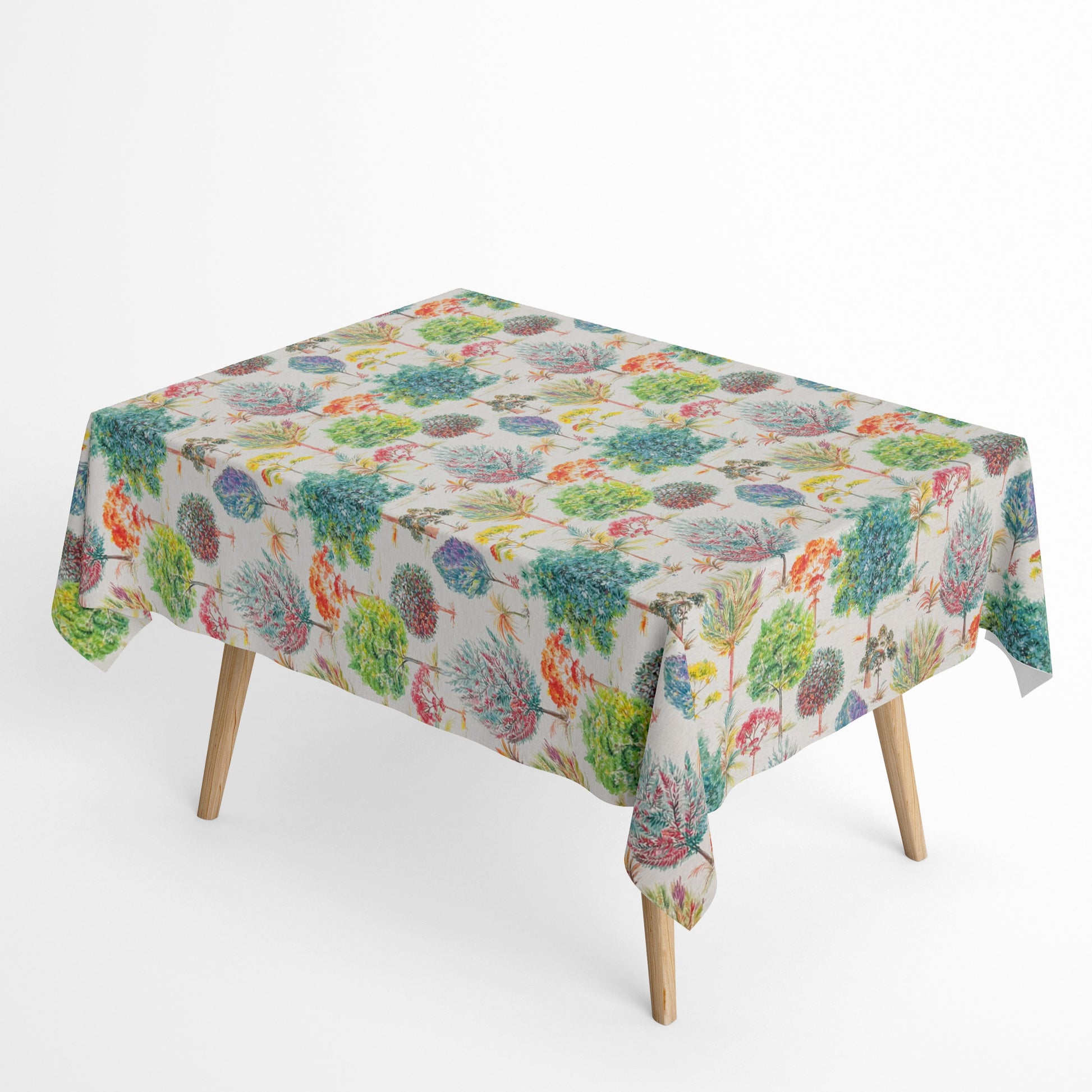 Baumwoll Tischdecke bunte Bäume
