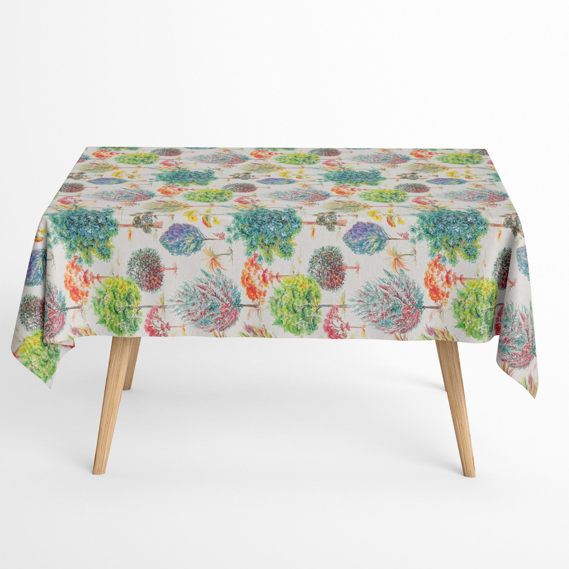Baumwoll Tischdecke bunte Bäume