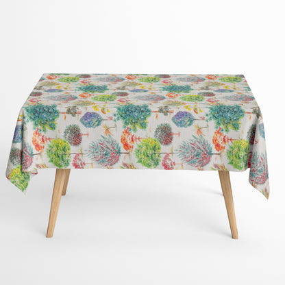 Baumwoll Tischdecke bunte Bäume