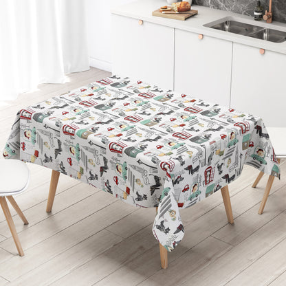 Wachstuch Tischdecke Kinder London Hund Dackel Big Ben