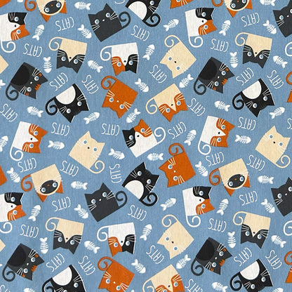 Jacquard Tischdecke Katzen auf blau