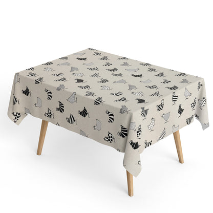 Baumwoll Tischdecke Hühner beige