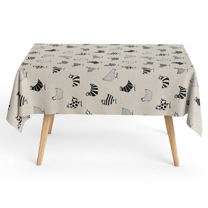 Baumwoll Tischdecke Hühner beige